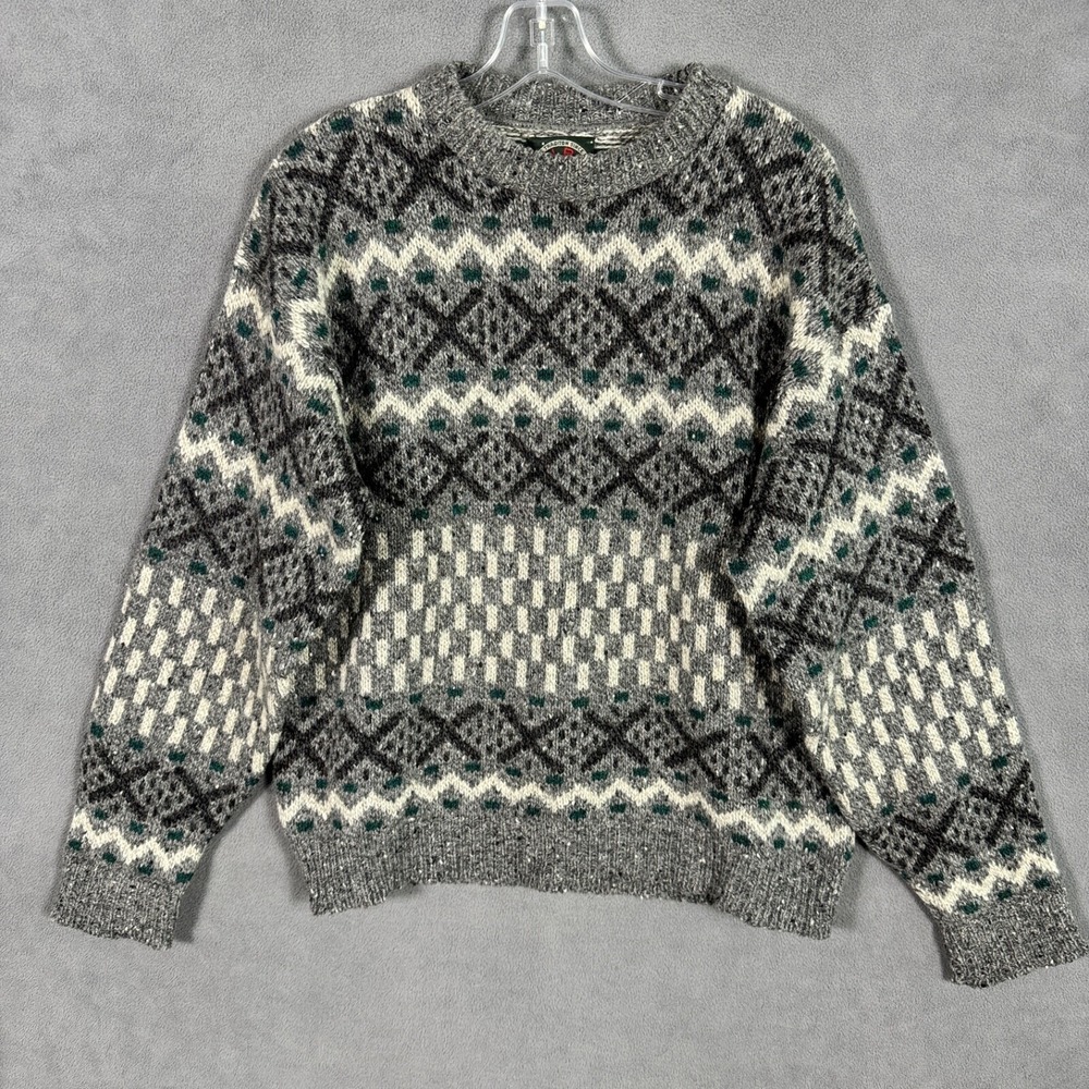 Vintage Alps Sweater Mens M Grey Wool Knit